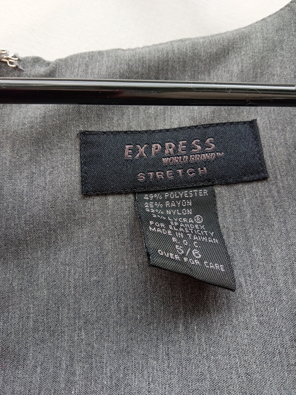 Express Gray Sleeveless Midi Sheath Dress with Scoop Neck - Picture 3 of 4